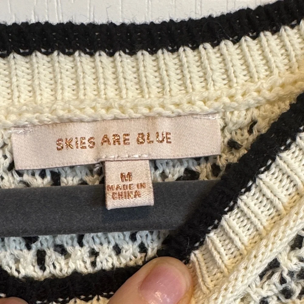 Skies Are Blue Cream and Black Patterned Sweater